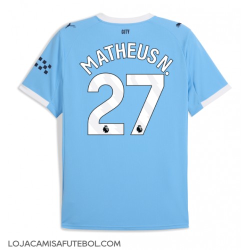 Camisa de Futebol Manchester City Matheus Nunes #27 Equipamento Principal 2025-26 Manga Curta